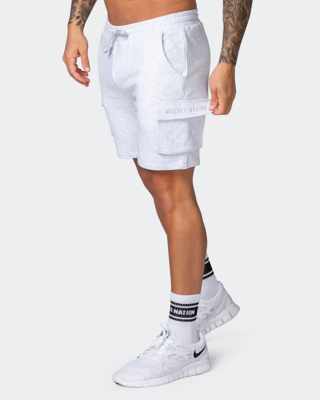Cargo Shorts - White Marl sold by Muscle Nation