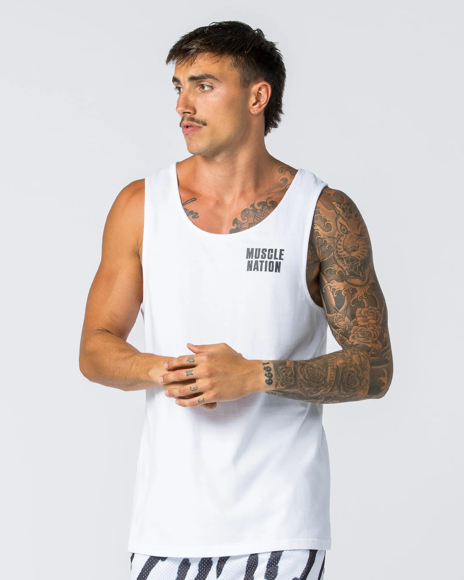H Back Tank - White sold by Muscle Nation