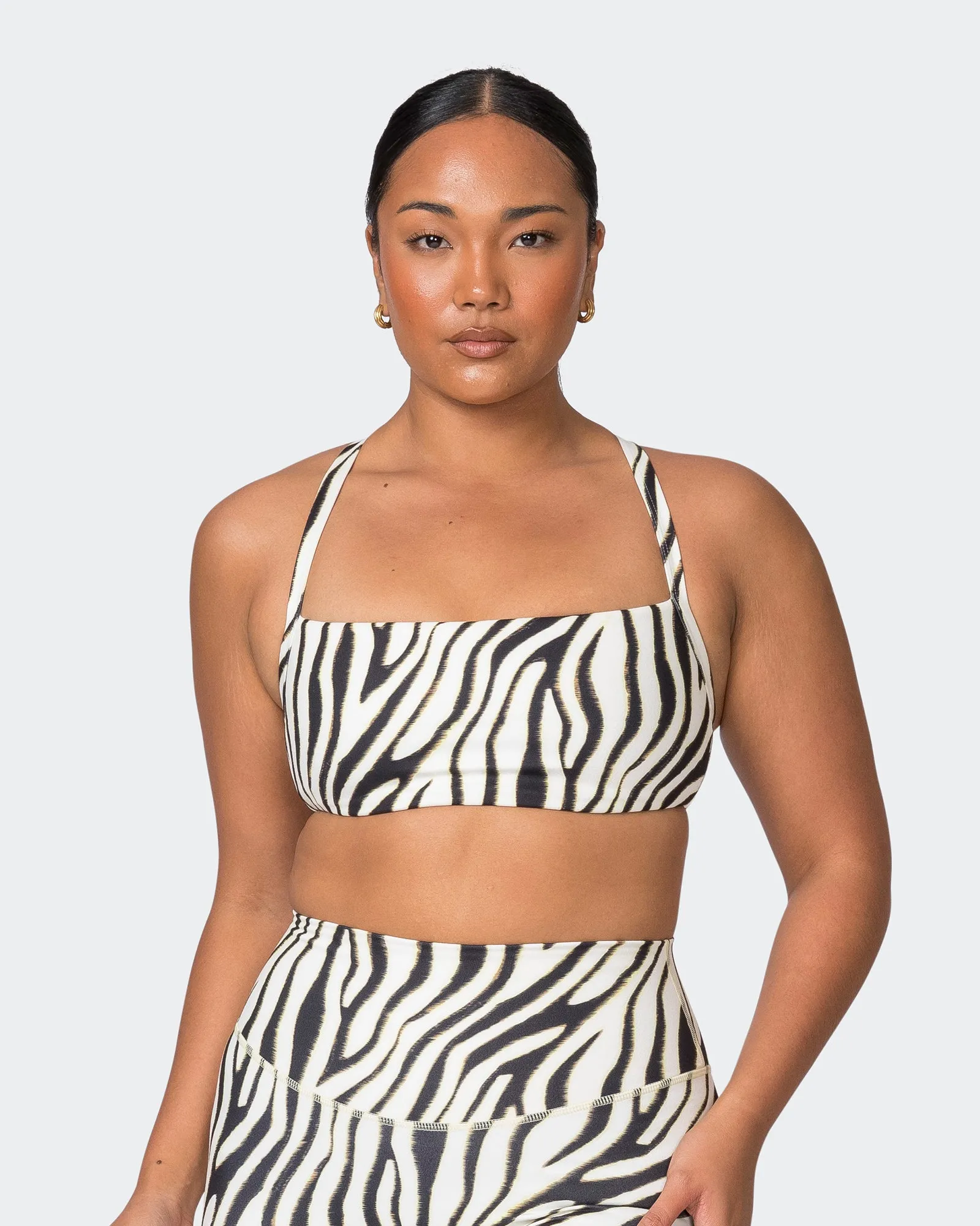 Paradise Bralette - Zebra Print sold by Muscle Nation