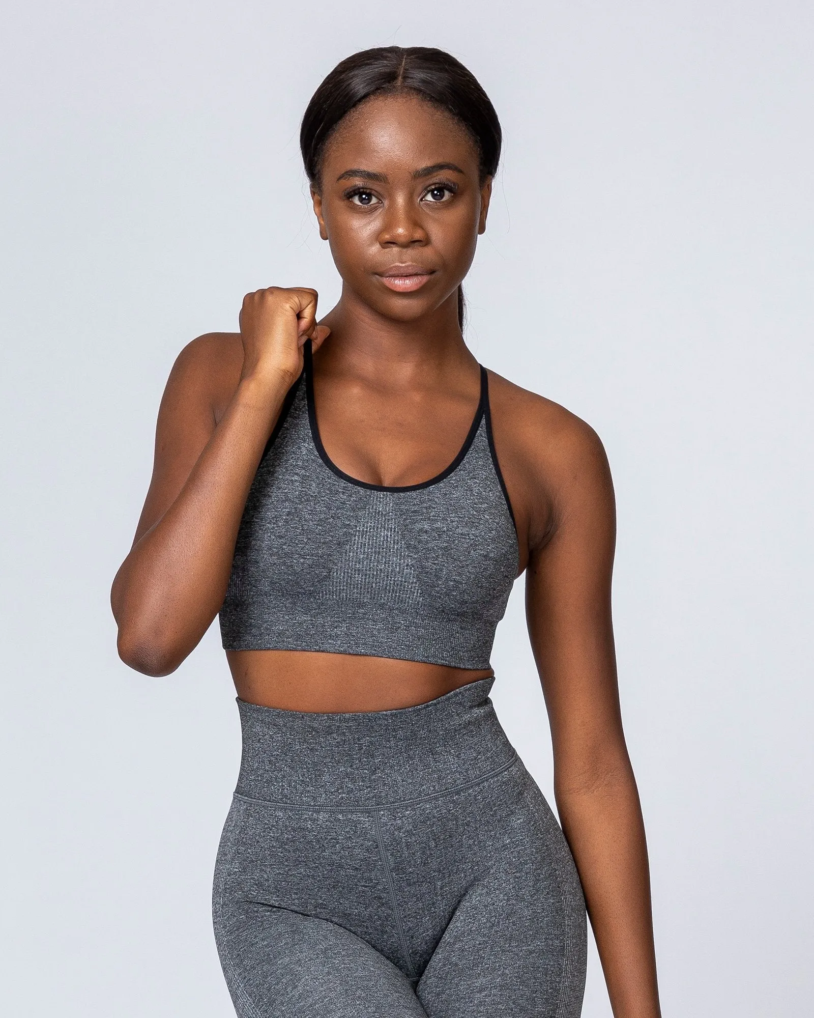 All Day Strap Seamless Bra - Charcoal Marl sold by Muscle Nation