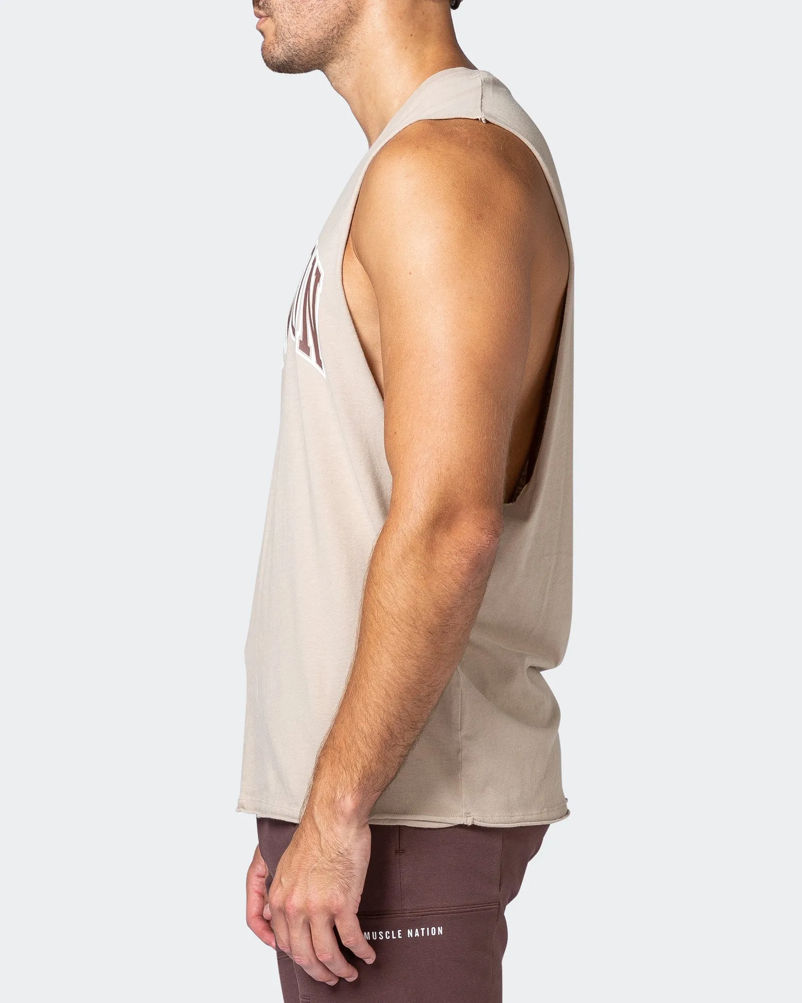MNation Varsity Drop Arm Vintage Tank - Washed Bone sold by Muscle Nation product image thumbnail 4