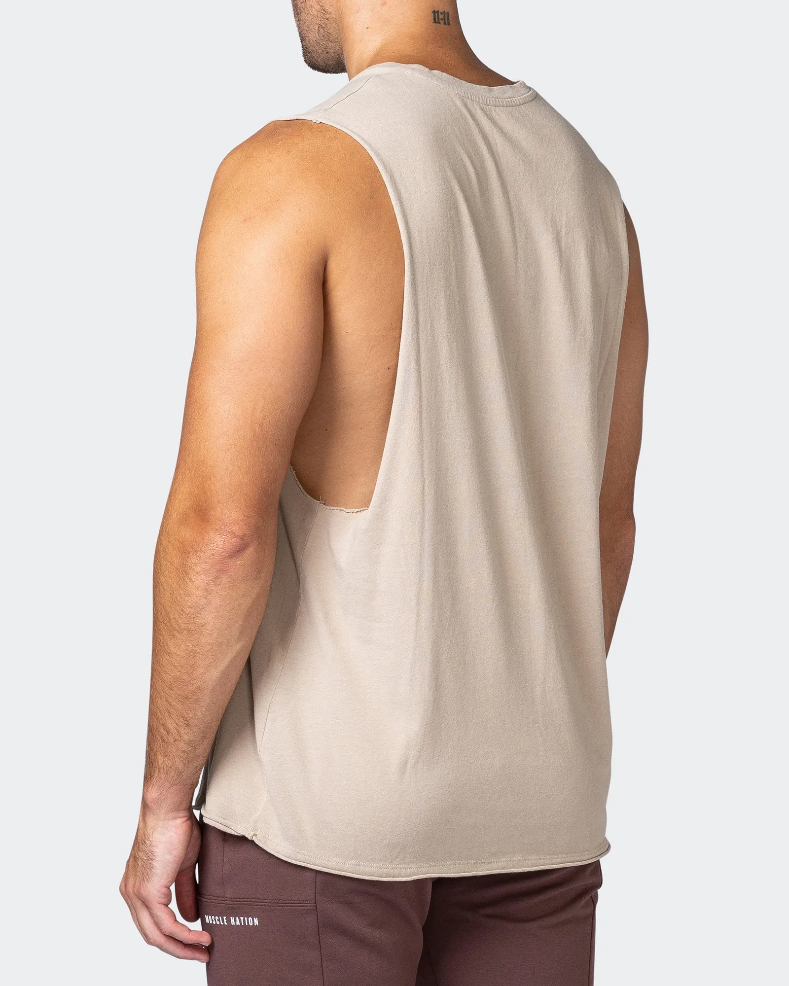 MNation Varsity Drop Arm Vintage Tank - Washed Bone sold by Muscle Nation product image thumbnail 5