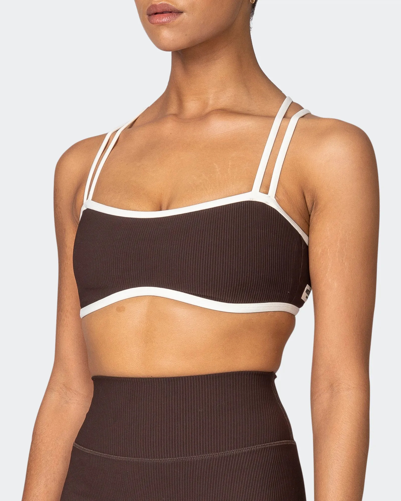 Curves Rib Bralette - Cocoa sold by Muscle Nation product image thumbnail 3