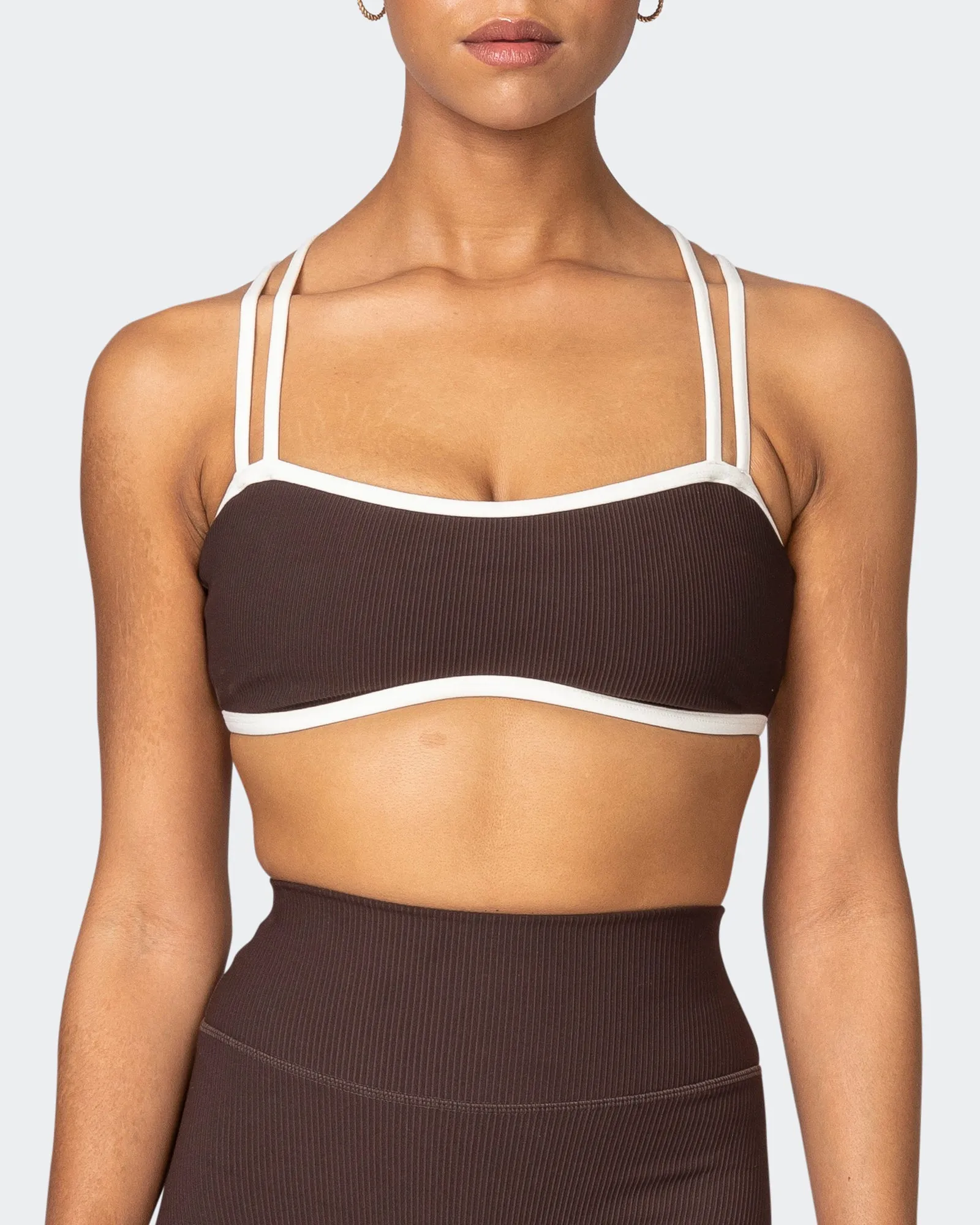 Curves Rib Bralette - Cocoa sold by Muscle Nation product image thumbnail 2