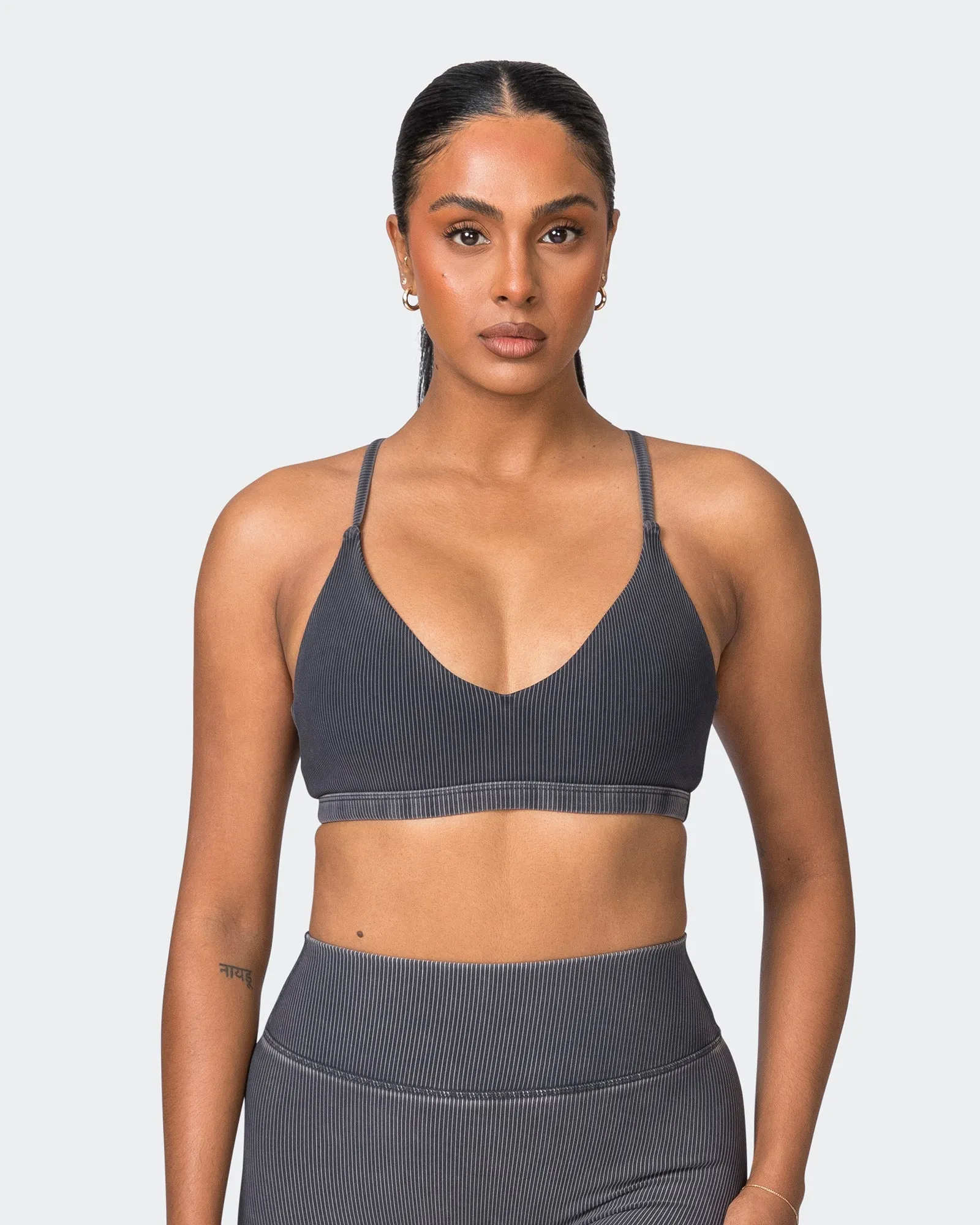 Levitate Vintage Rib Bralette - Washed Black sold by Muscle Nation