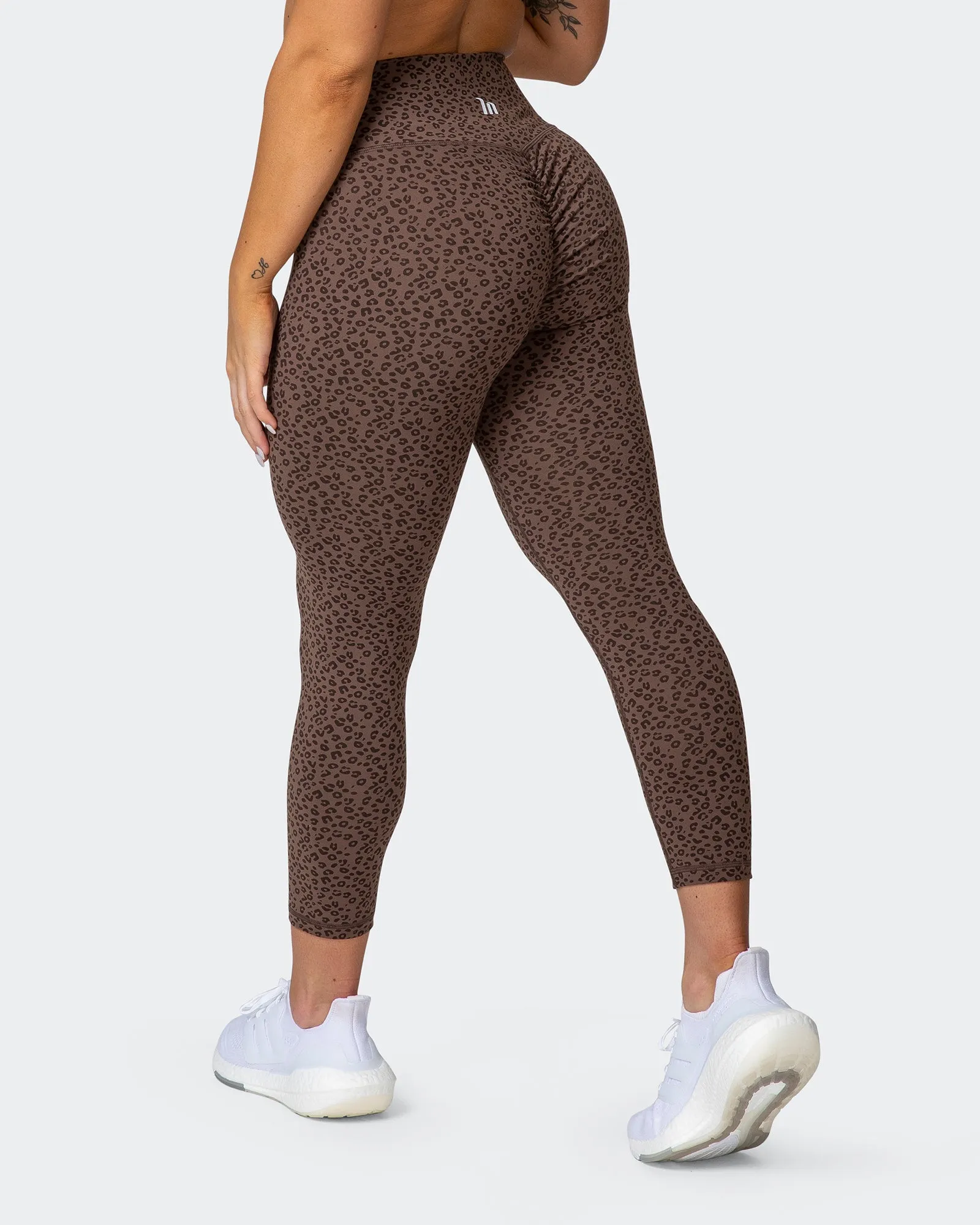 Signature Scrunch 7/8 Leggings - Chocolate Mini Cheetah Print sold by Muscle Nation
