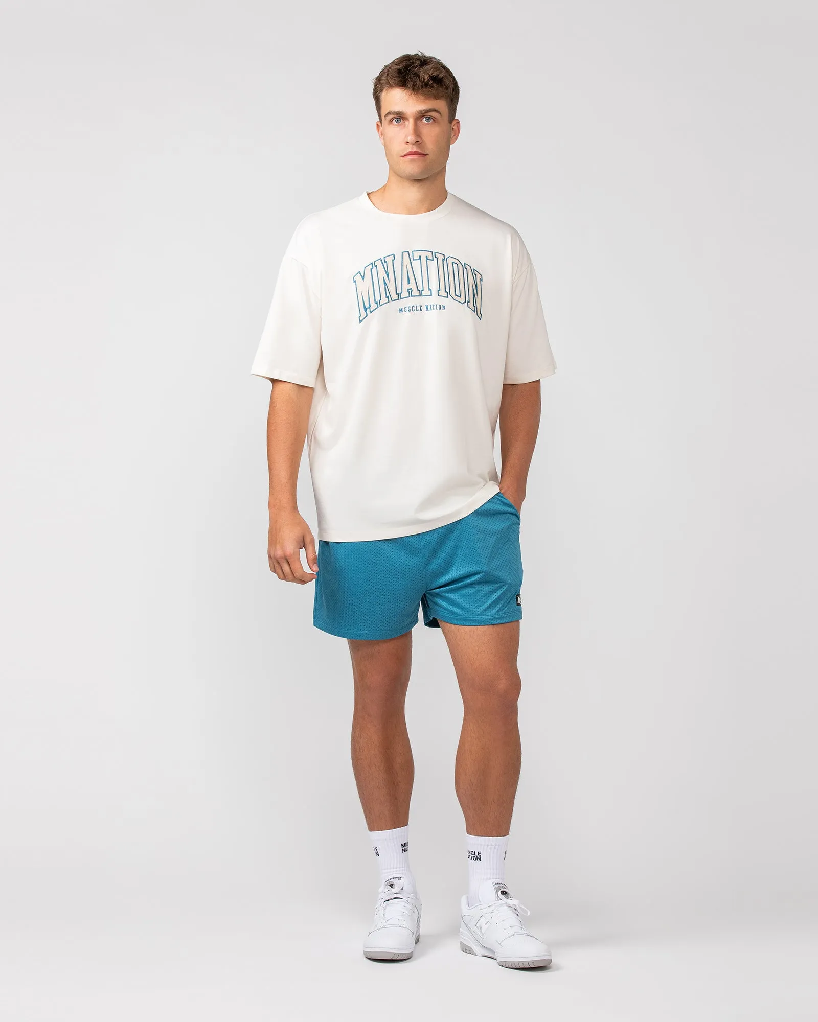 Varsity Oversized Tee - Travertine sold by Muscle Nation product image thumbnail 5