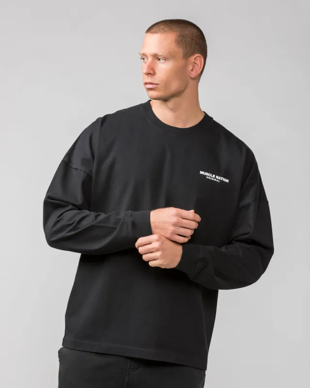 Worldwide Long Sleeve Tee - Black sold by Muscle Nation