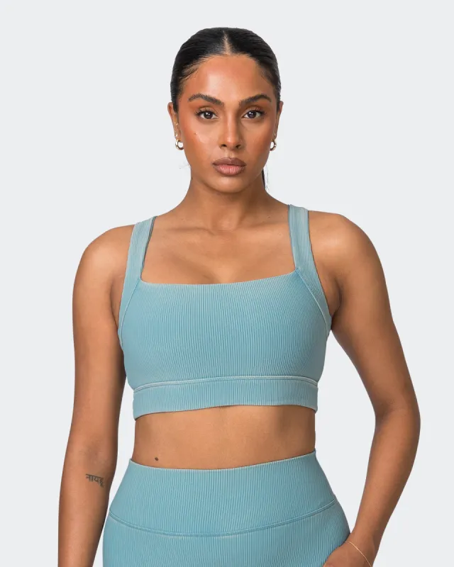 Rebound Vintage Rib Bra - Washed Harbour sold by Muscle Nation