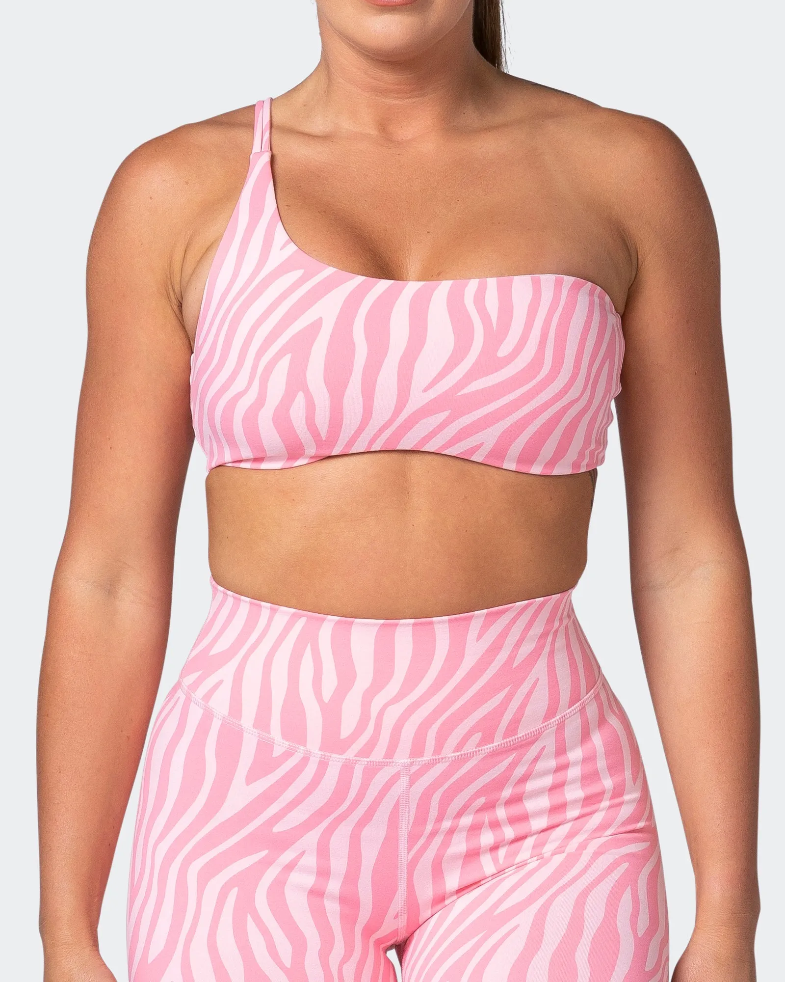 Movement One Shoulder Bralette - Strawberry Zebra Print sold by Muscle Nation product image thumbnail 2