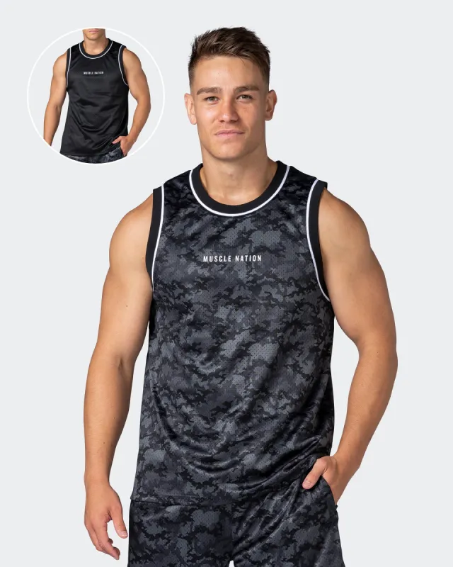 Reversible Basketball Jersey - Monochrome Camo / Black sold by Muscle Nation