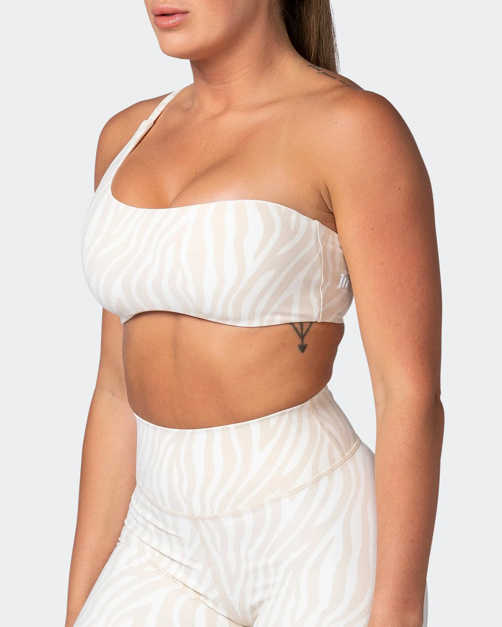 Movement One Shoulder Bralette - Almond Zebra Print sold by Muscle Nation product image thumbnail 3