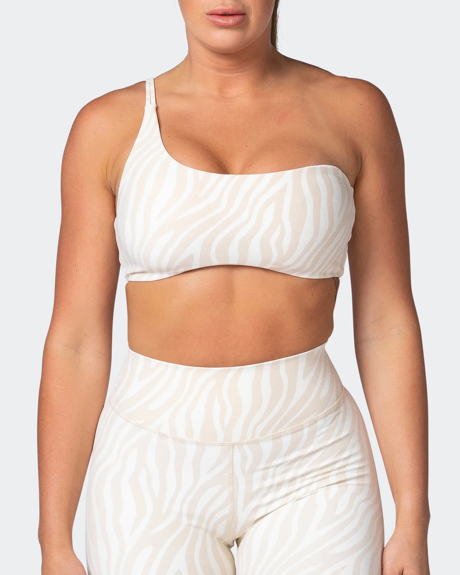Movement One Shoulder Bralette - Almond Zebra Print sold by Muscle Nation product image thumbnail 2