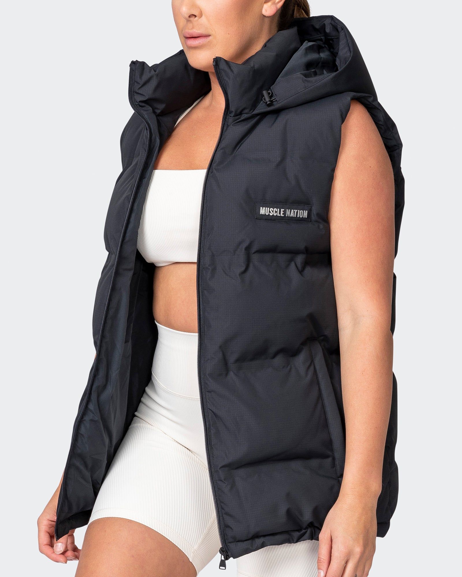 Staple Oversized Puffer Vest - Black sold by Muscle Nation product image thumbnail 4