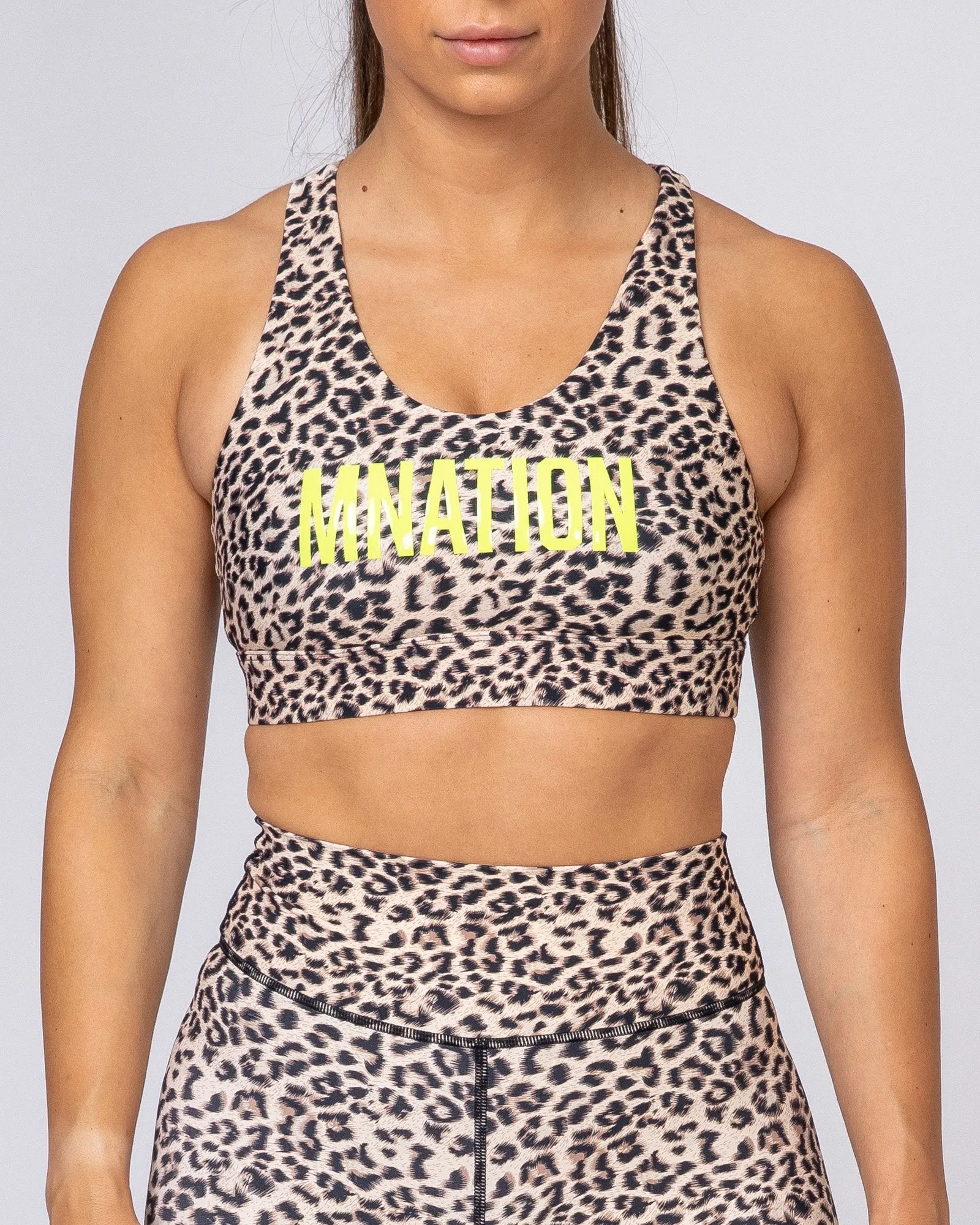 Motion Sculpt Bra - Yellow Leopard sold by Muscle Nation