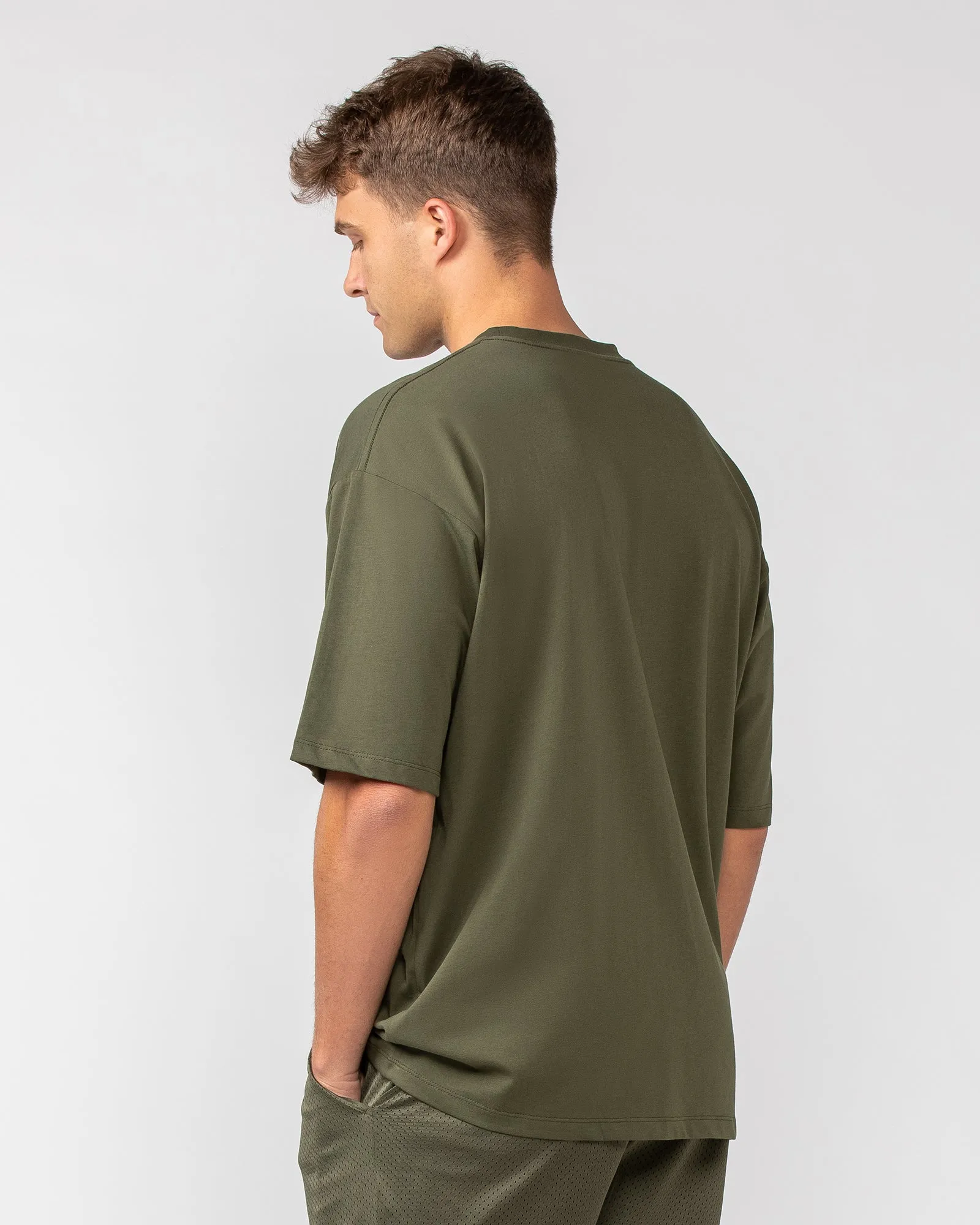Varsity Oversized Tee - Dark Khaki sold by Muscle Nation product image thumbnail 4