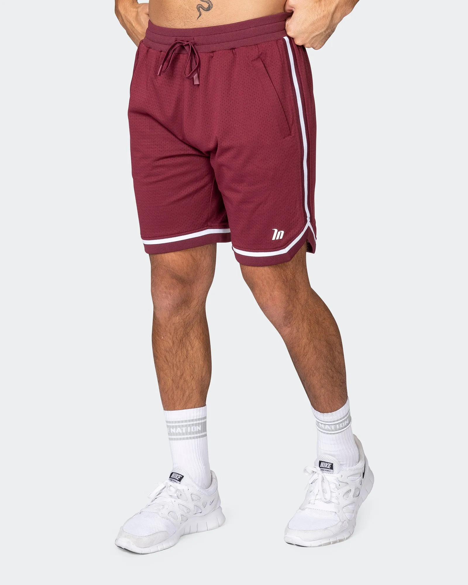 Mens 8" Basketball Shorts - Wine sold by Muscle Nation
