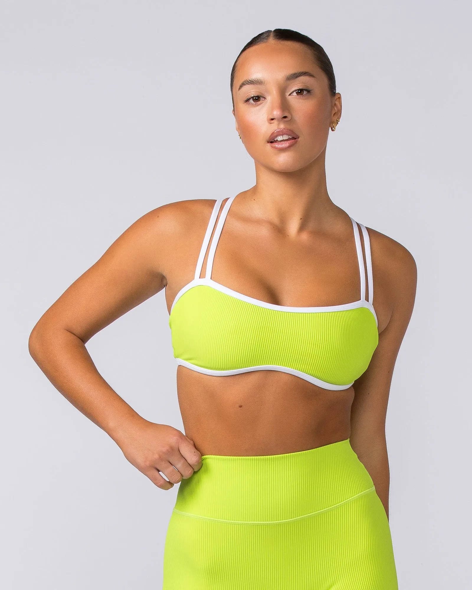 Curves Rib Bralette - Cyber Lime sold by Muscle Nation
