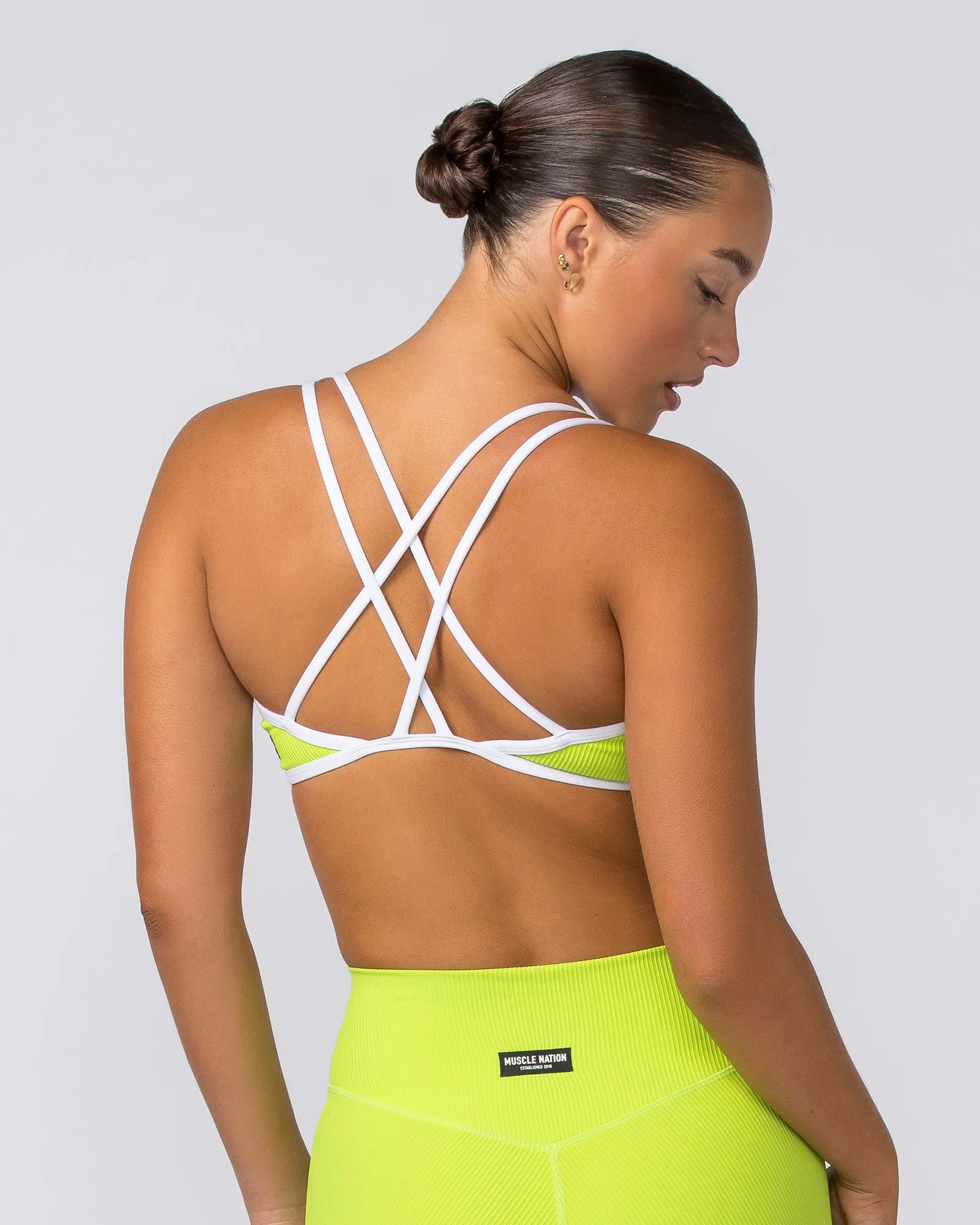 Curves Rib Bralette - Cyber Lime sold by Muscle Nation product image thumbnail 5