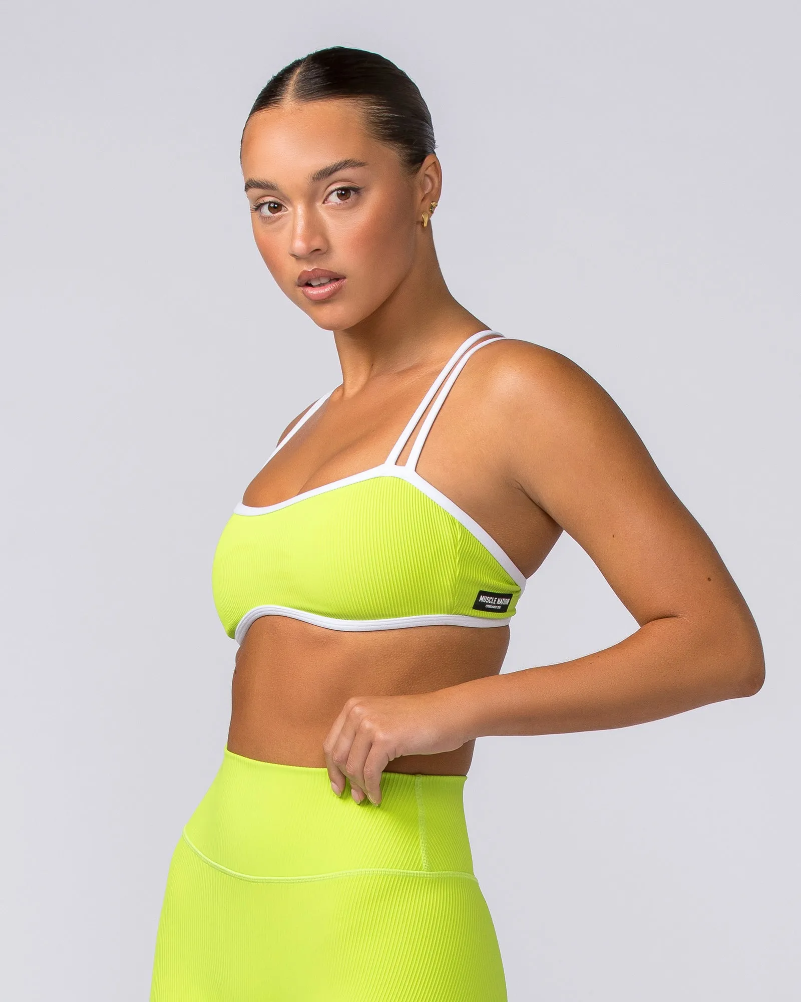 Curves Rib Bralette - Cyber Lime sold by Muscle Nation product image thumbnail 3