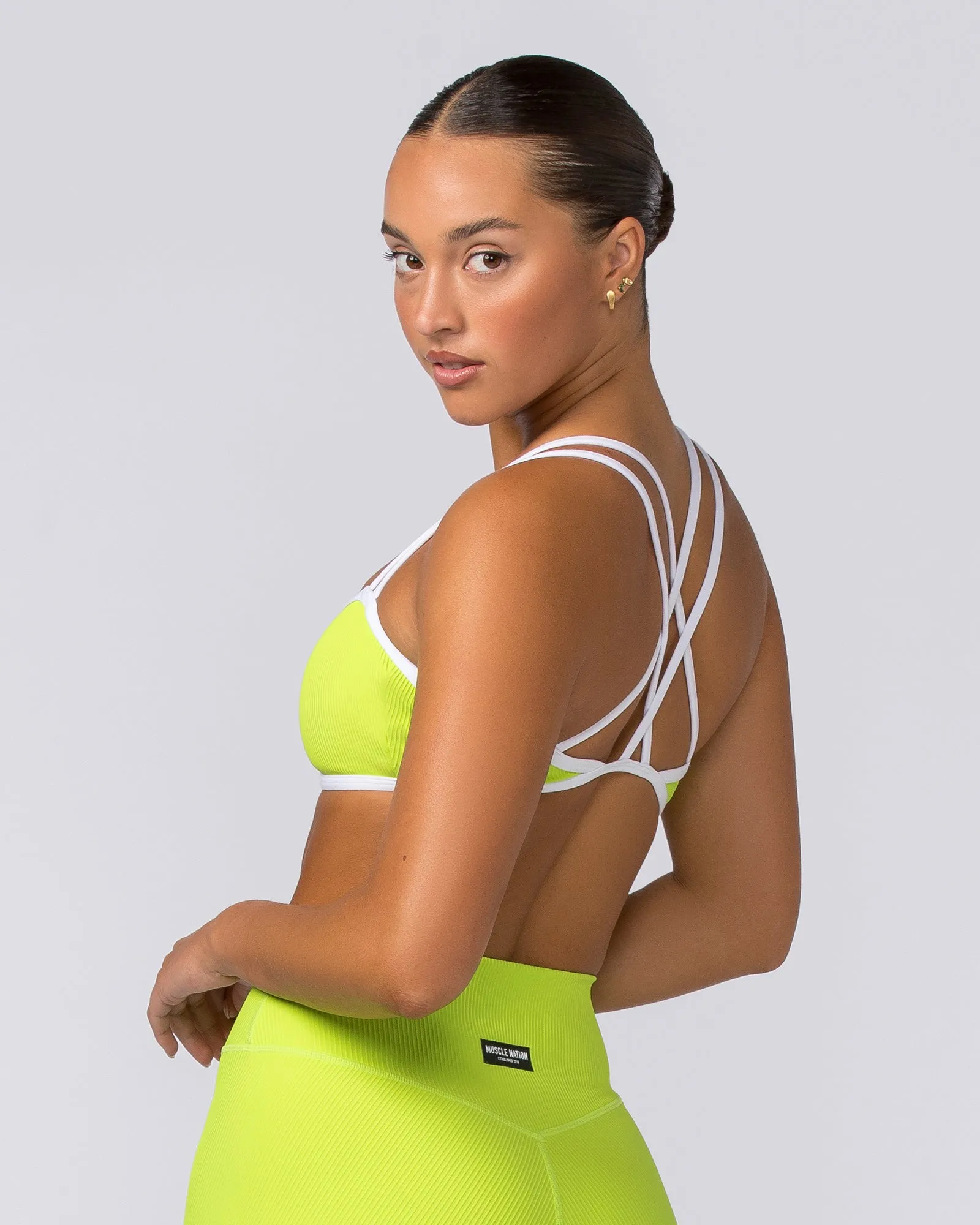 Curves Rib Bralette - Cyber Lime sold by Muscle Nation product image thumbnail 4