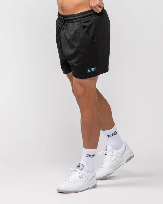 Lay Up 3.5'' Shorts - Black/Aqua made by Muscle Nation
