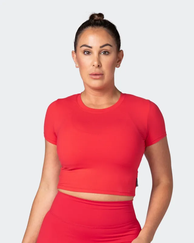 MN Everyday Cropped Tee - Poppy sold by Muscle Nation