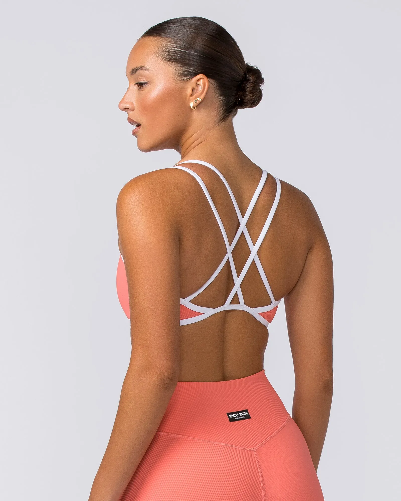 Curves Rib Bralette - Sunset Coral sold by Muscle Nation product image thumbnail 4
