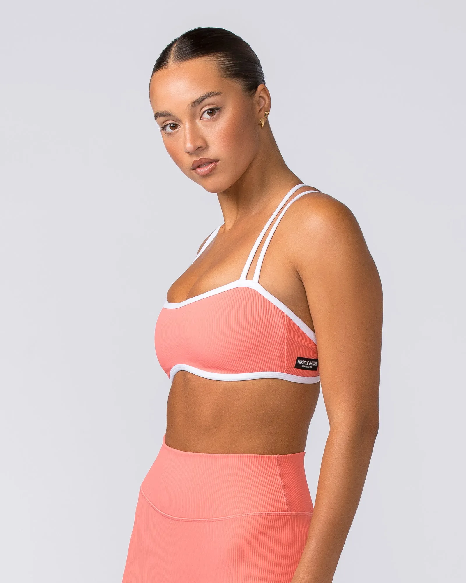 Curves Rib Bralette - Sunset Coral sold by Muscle Nation product image thumbnail 3