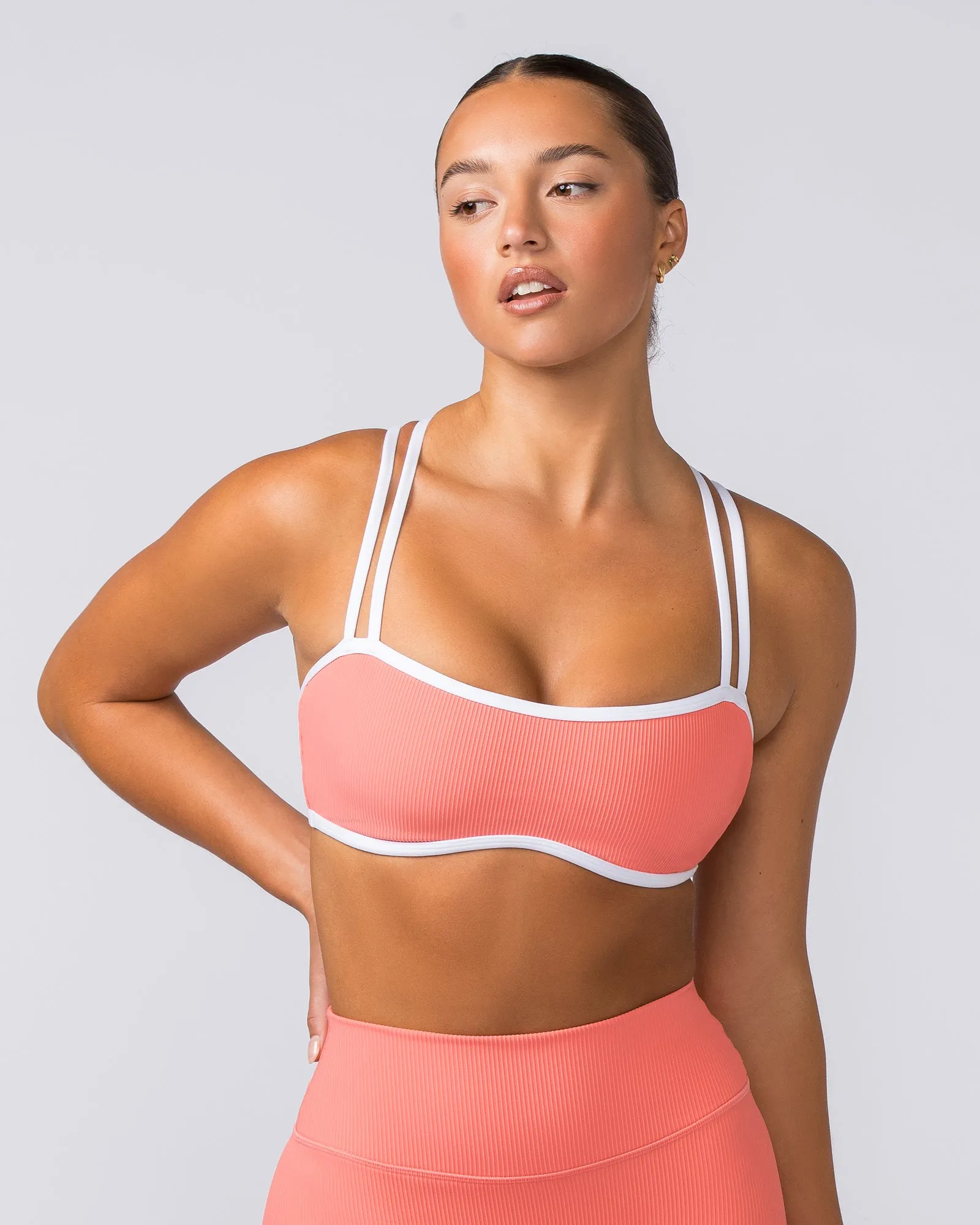 Curves Rib Bralette - Sunset Coral sold by Muscle Nation