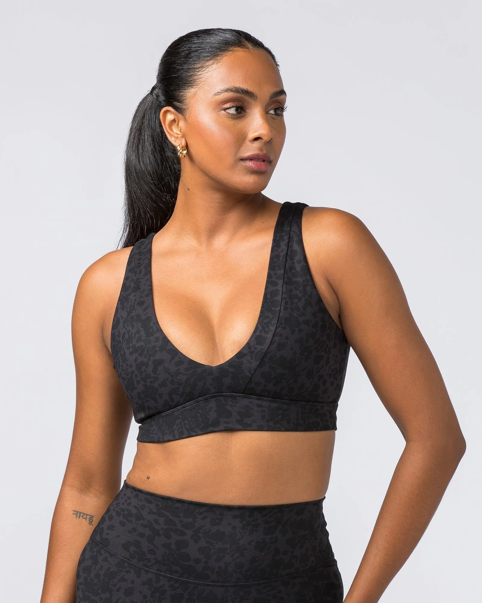 Serenity Bralette - Monochrome Abstract Print sold by Muscle Nation