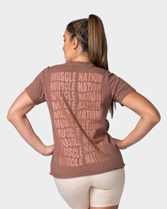 Box Wave Regular Fit Vintage Tee - Washed Walnut sold by Muscle Nation