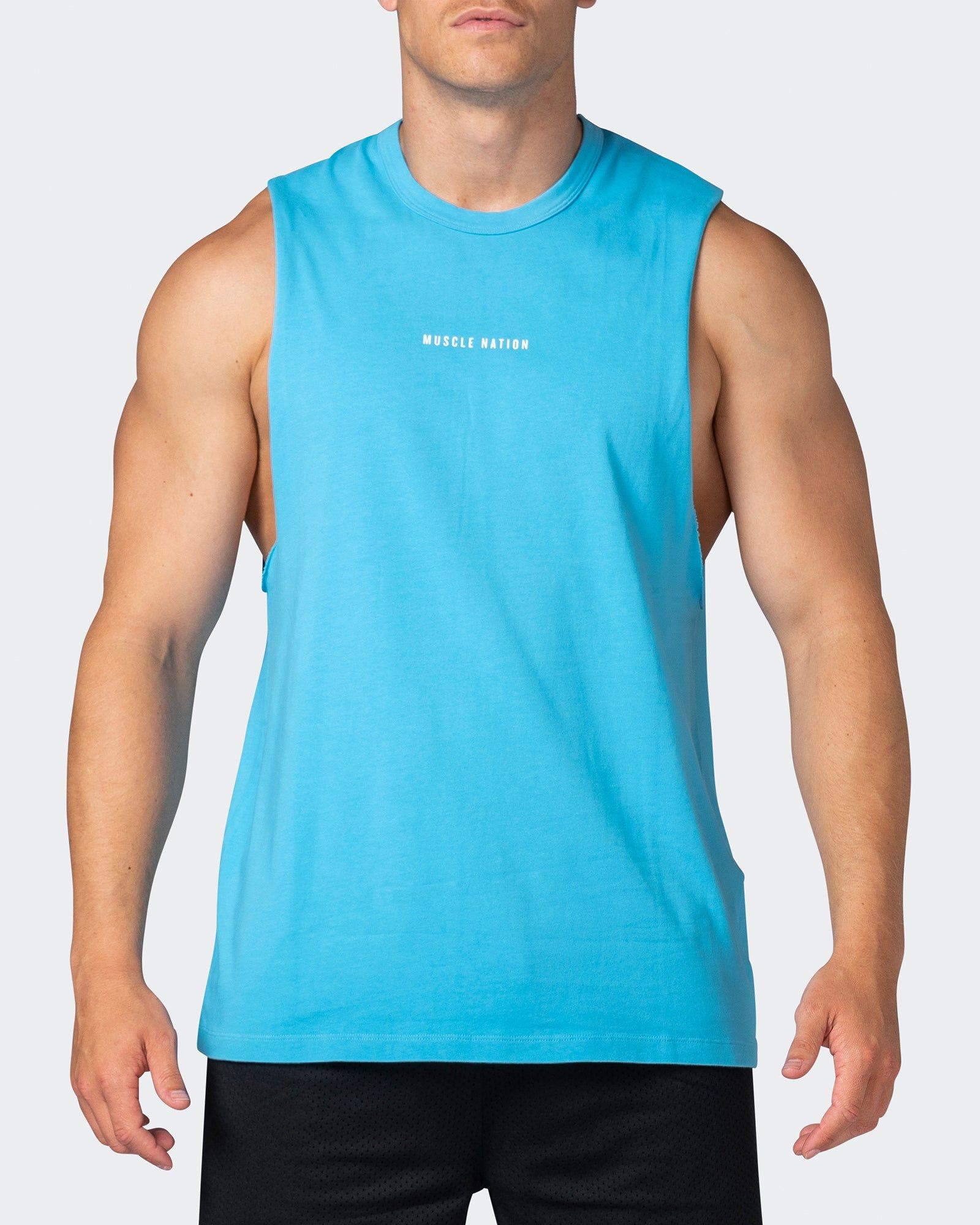 Ease Drop Arm Heavy Vintage Tank - Washed Ibiza Blue sold by Muscle Nation product image thumbnail 2