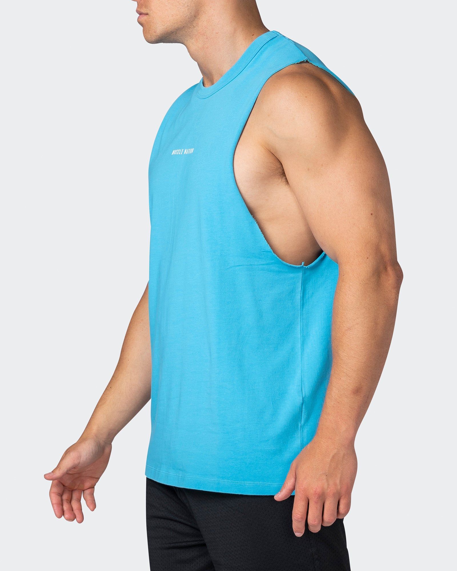 Ease Drop Arm Heavy Vintage Tank - Washed Ibiza Blue sold by Muscle Nation product image thumbnail 3