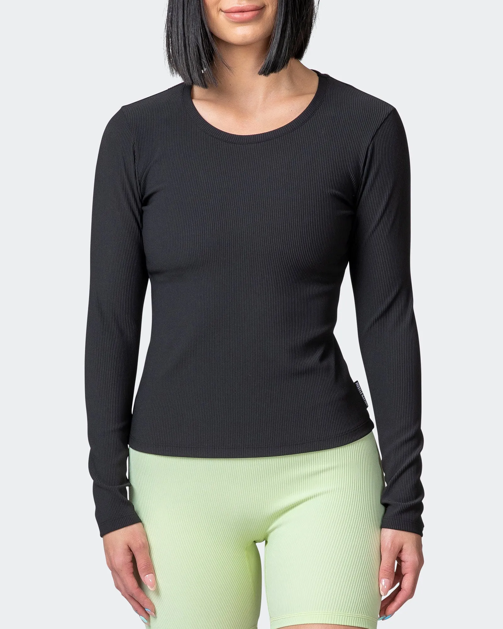 Classic Ribbed Long Sleeve Top - Black sold by Muscle Nation product image thumbnail 2