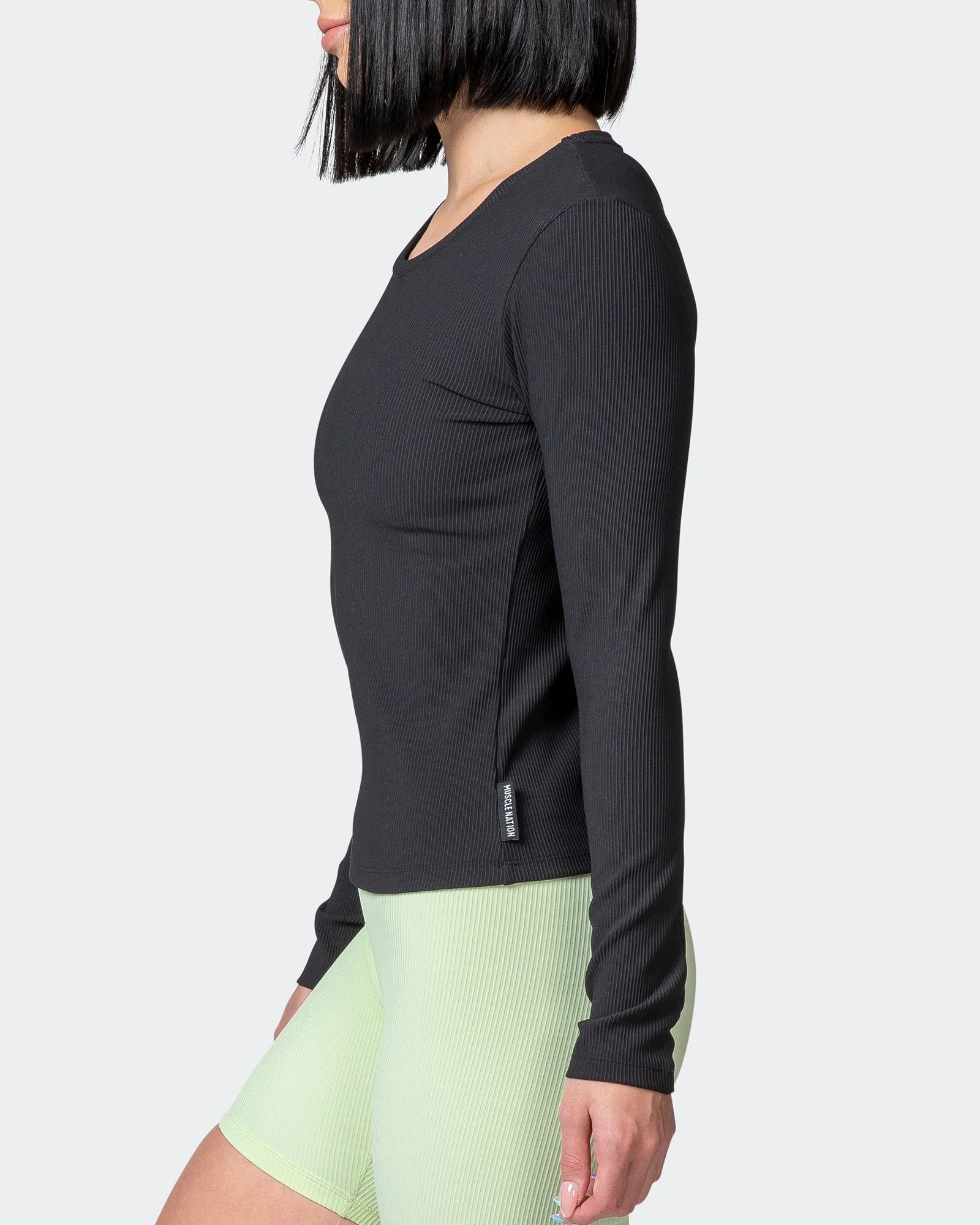 Classic Ribbed Long Sleeve Top - Black sold by Muscle Nation product image thumbnail 4