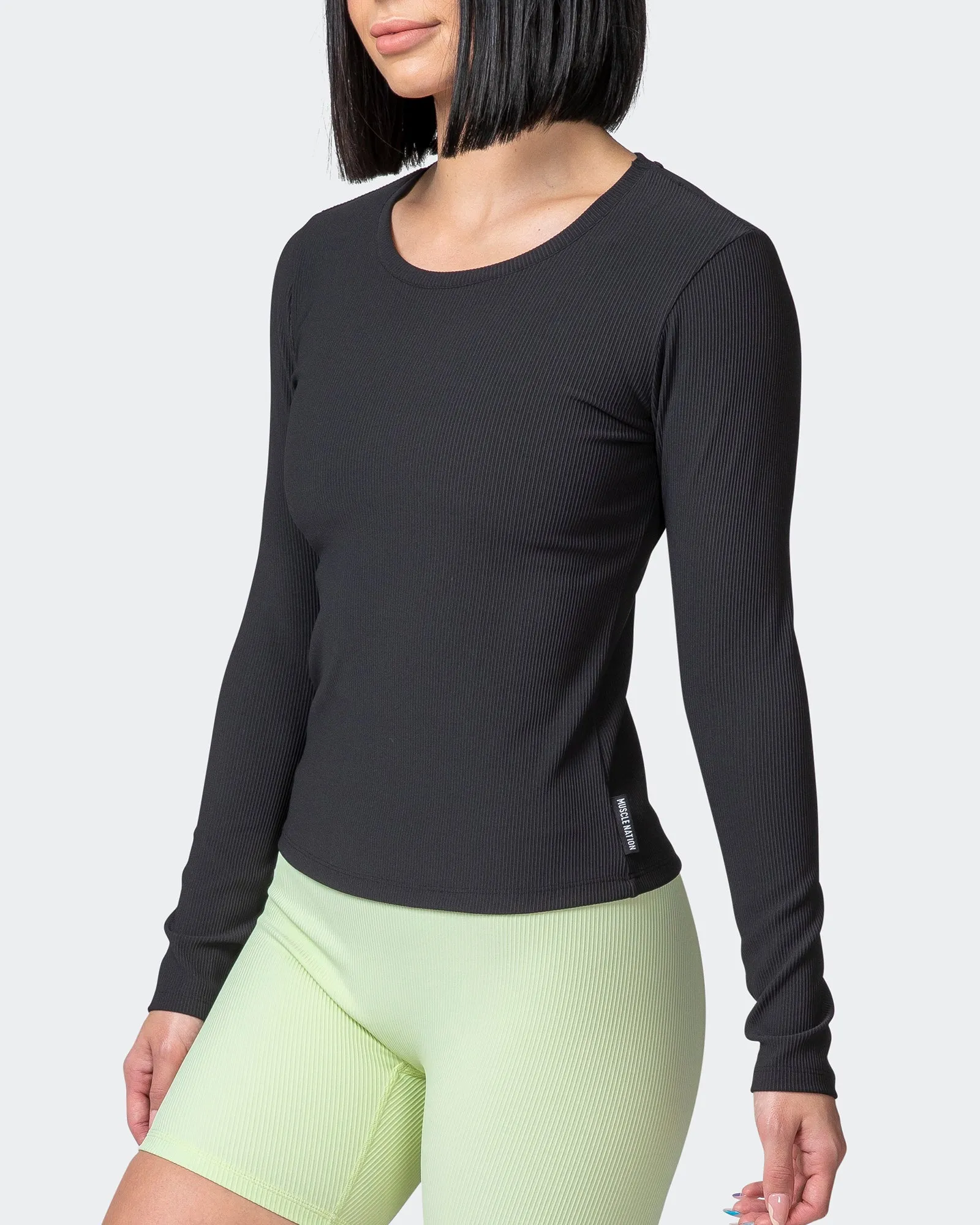 Classic Ribbed Long Sleeve Top - Black sold by Muscle Nation product image thumbnail 3