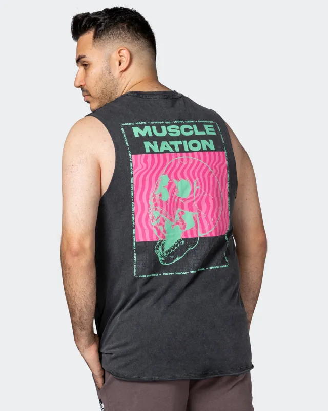 Skull Vintage Tank - Washed Black sold by Muscle Nation