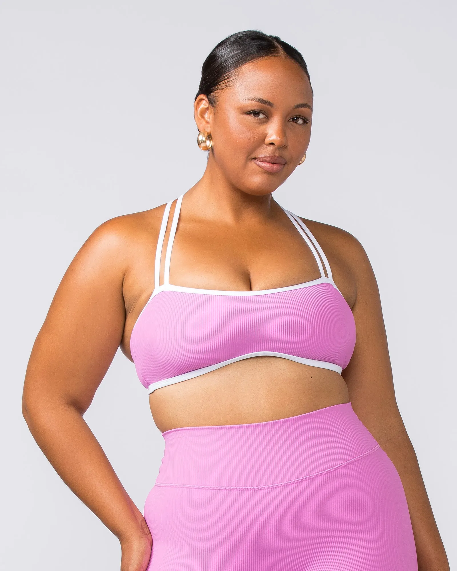 Curves Rib Bralette - Fondant Pink sold by Muscle Nation product image thumbnail 2