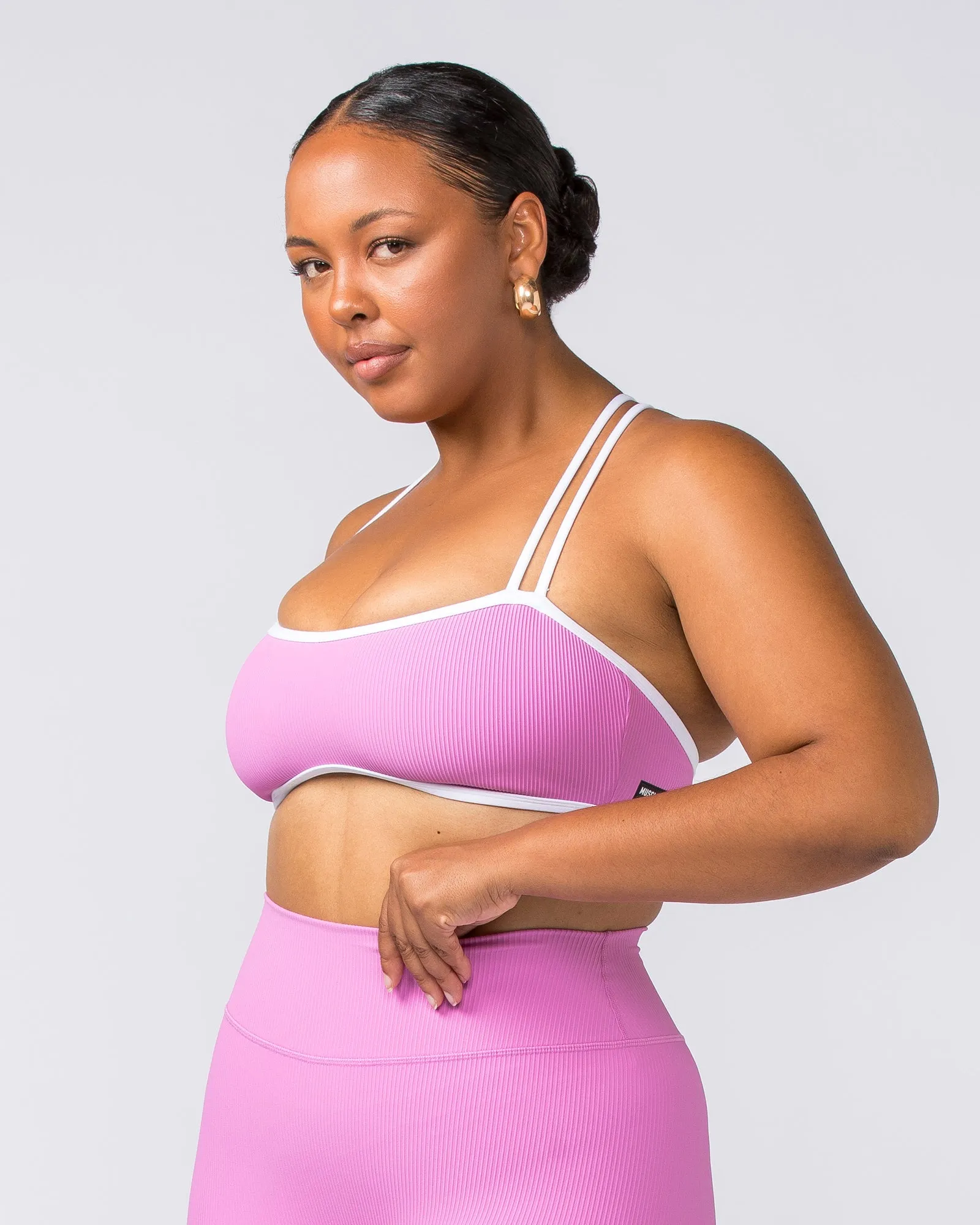 Curves Rib Bralette - Fondant Pink sold by Muscle Nation product image thumbnail 3