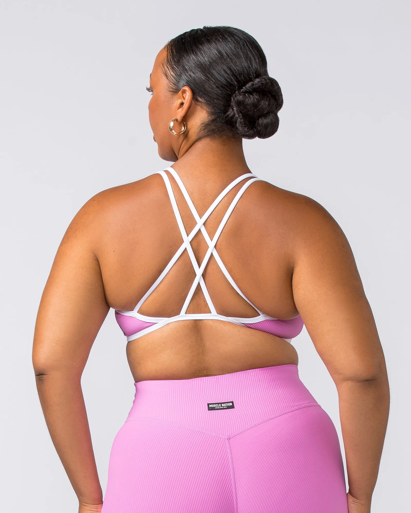 Curves Rib Bralette - Fondant Pink sold by Muscle Nation product image thumbnail 5