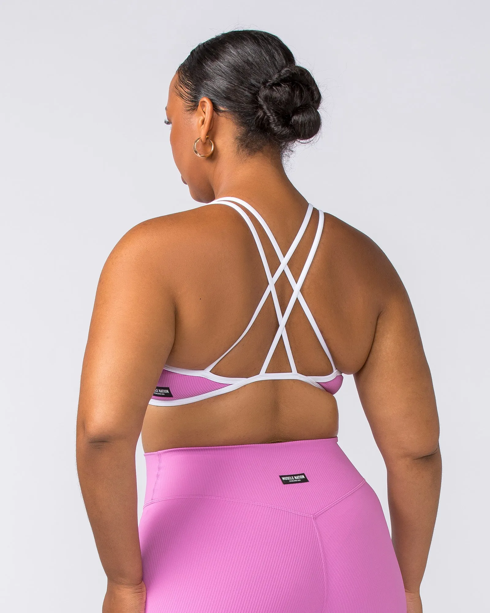 Curves Rib Bralette - Fondant Pink sold by Muscle Nation product image thumbnail 4
