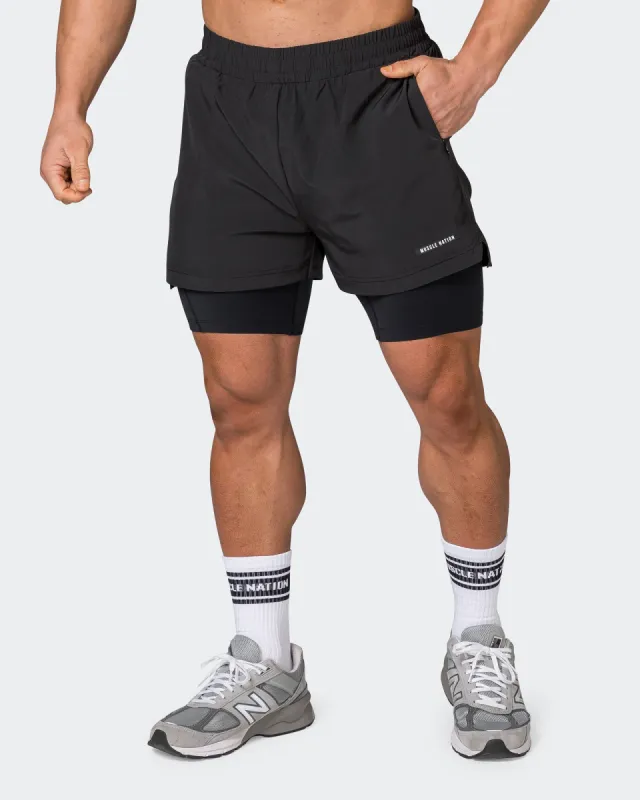 Vigour Training 3" Shorts - Black sold by Muscle Nation