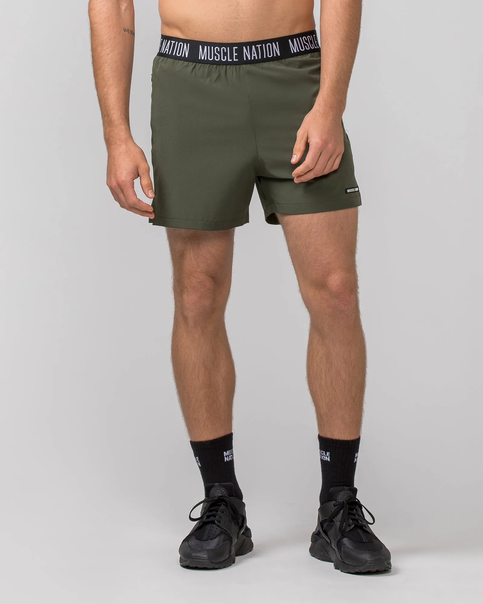 Level Up Training 4" Shorts - Dark Khaki sold by Muscle Nation