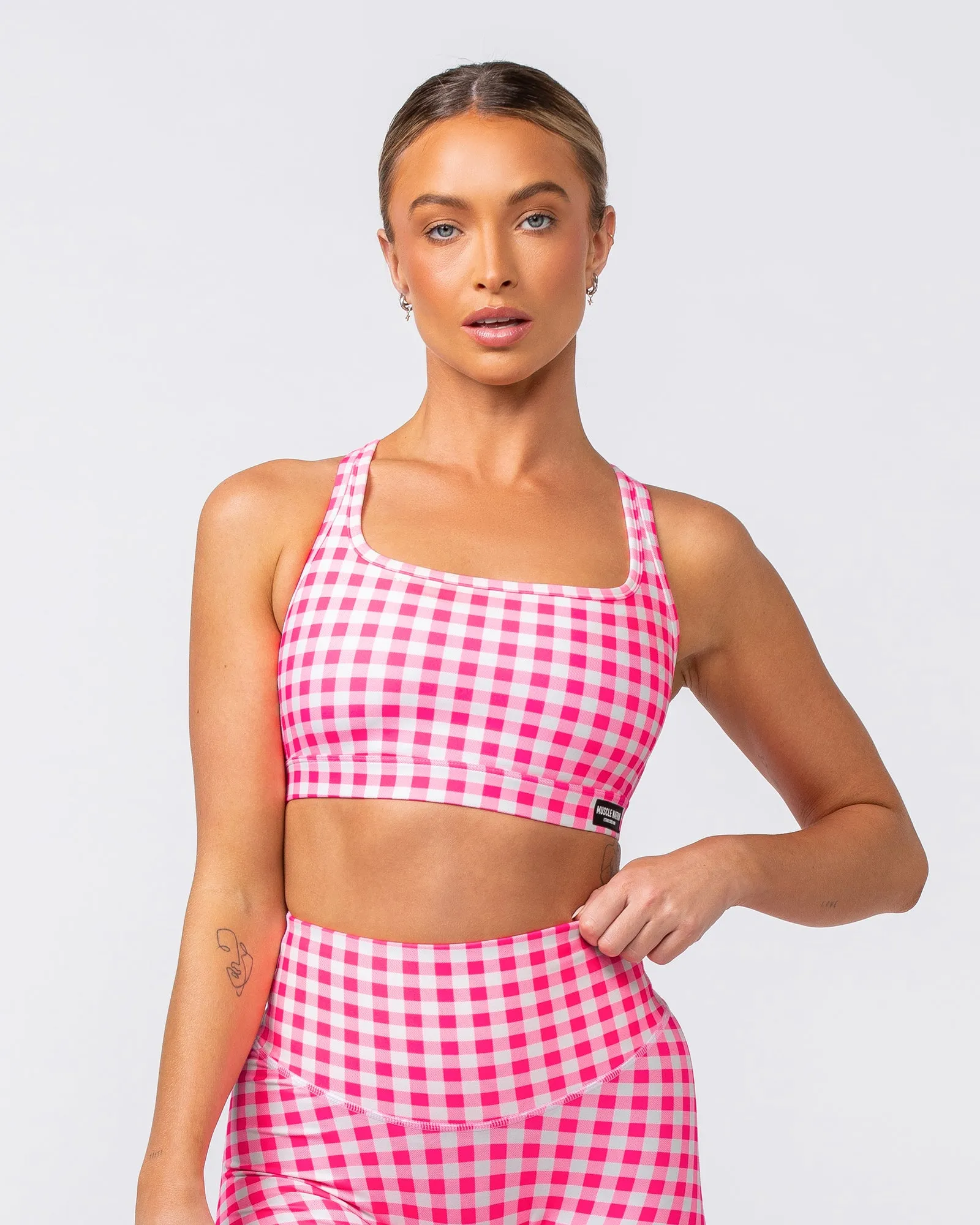 Desire Aura Bra - Neon Pink Gingham Print sold by Muscle Nation product image thumbnail 3