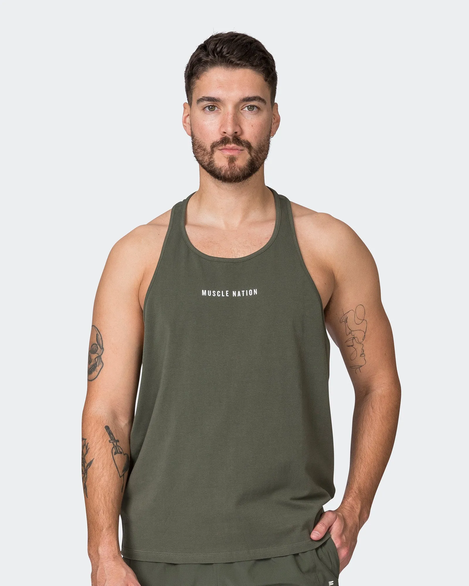 Infinite Y Back Singlet - Dark Khaki sold by Muscle Nation