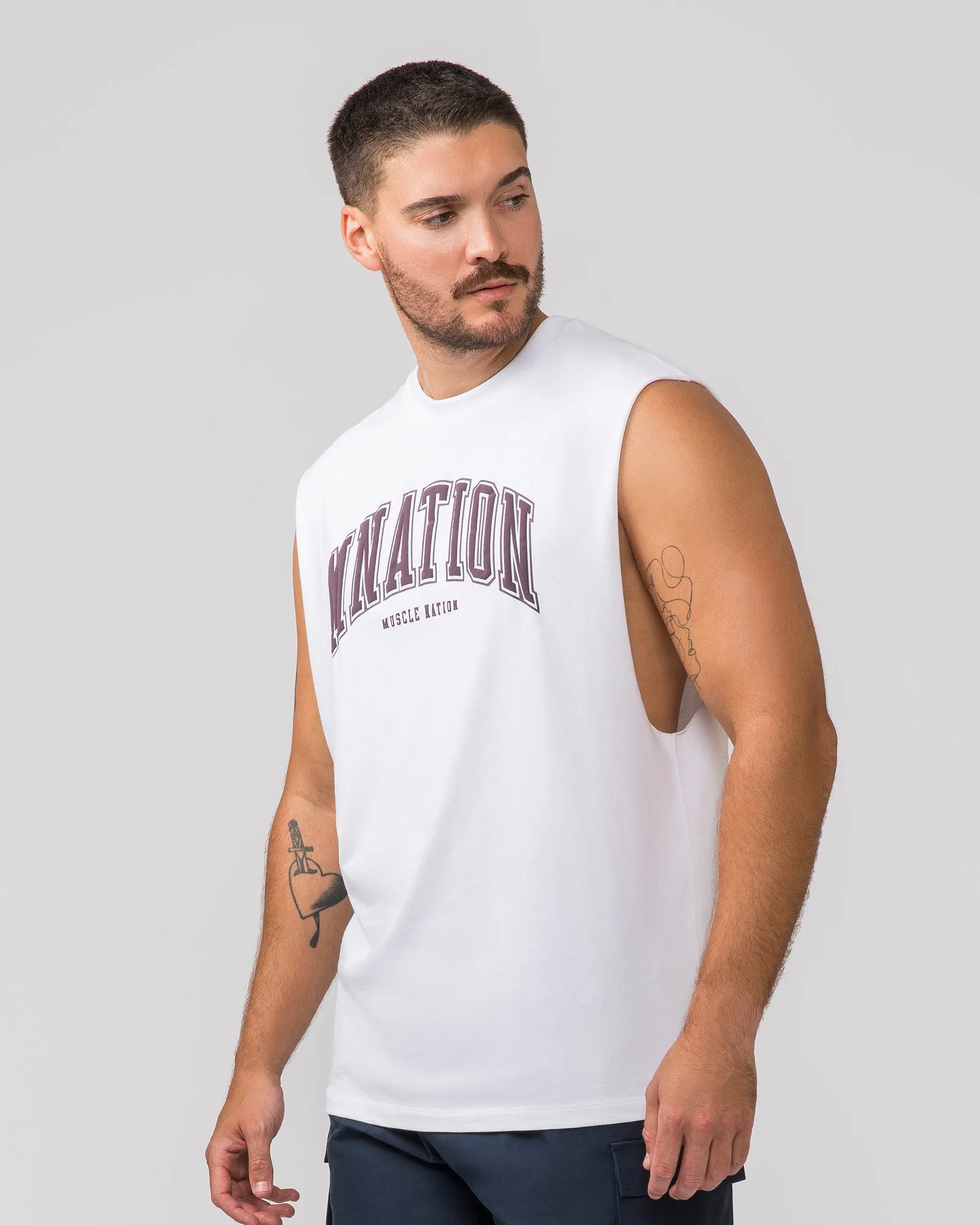 Varsity Muscle Tank - White sold by Muscle Nation product image thumbnail 2