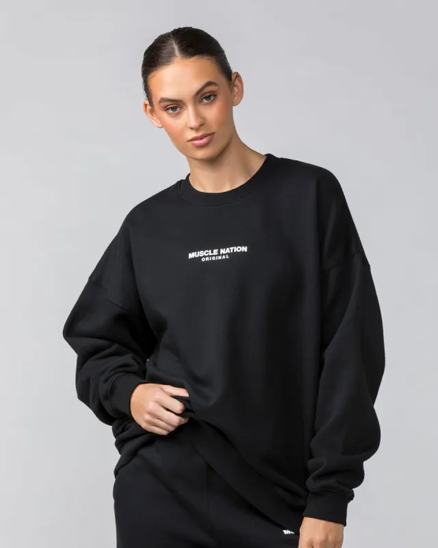Weekend Oversized Pullover - Black sold by Muscle Nation
