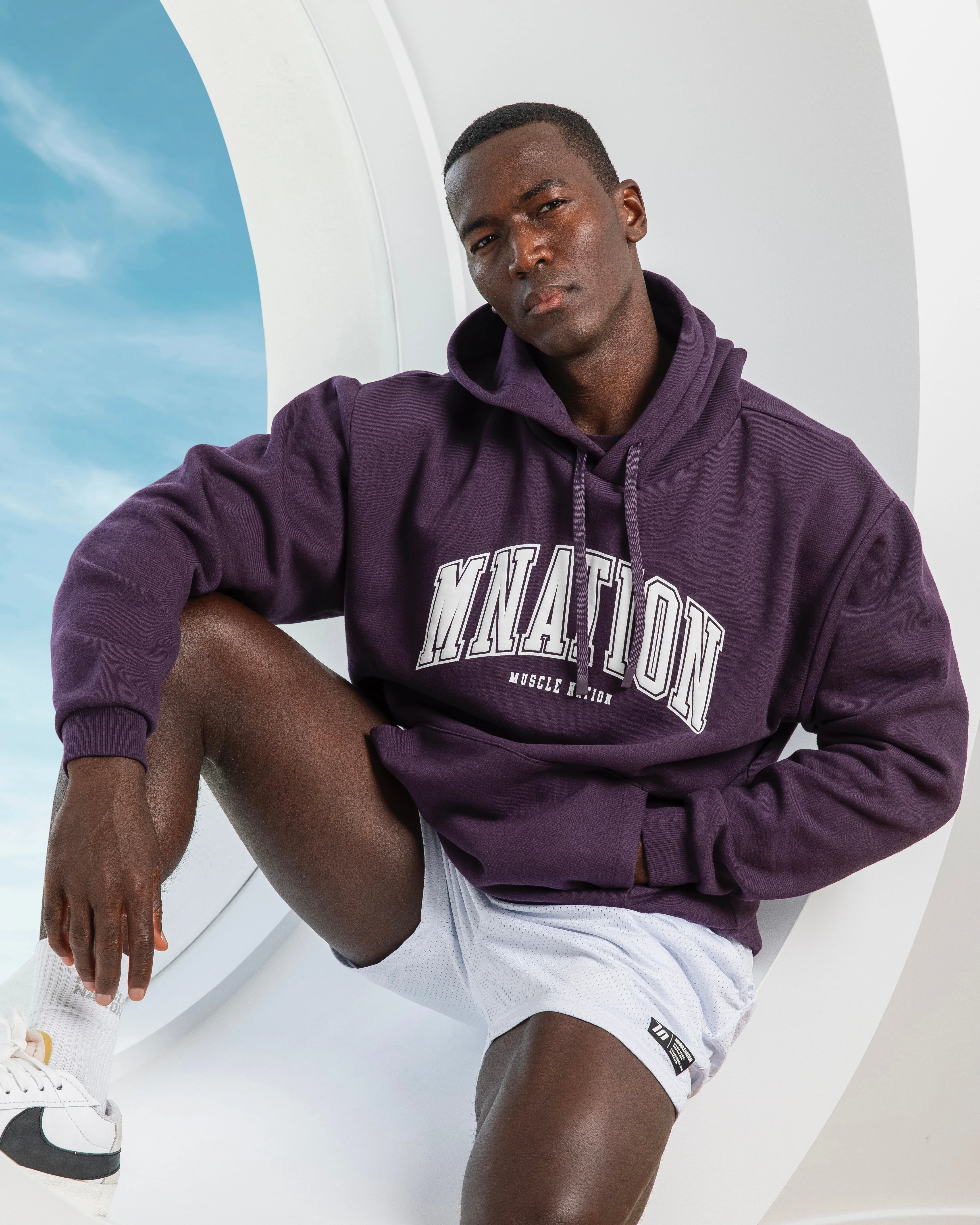 Varsity Oversized Hoodie - Midnight Plum sold by Muscle Nation
