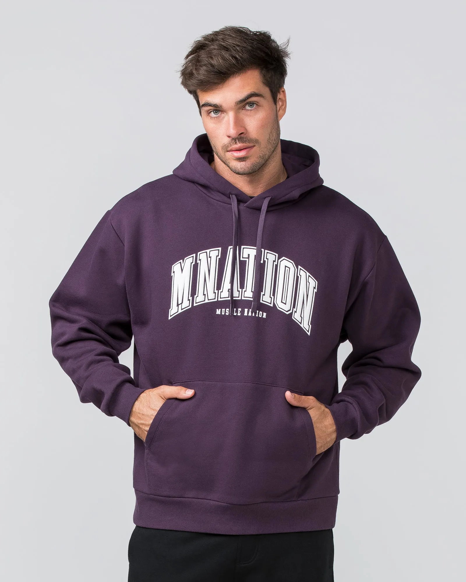 Varsity Oversized Hoodie - Midnight Plum sold by Muscle Nation product image thumbnail 3